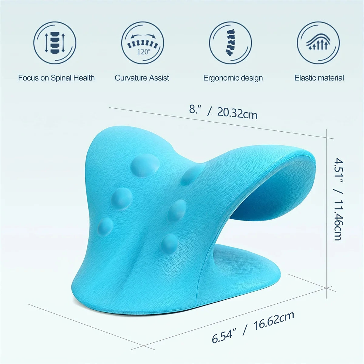 BackBalance blue neck support pillow for pain relief with ergonomic design and spinal curvature assist