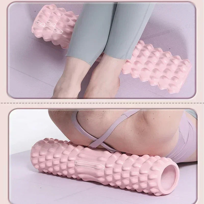 BackBalance pink spike massage roller for back pain used for muscle relief and tension release