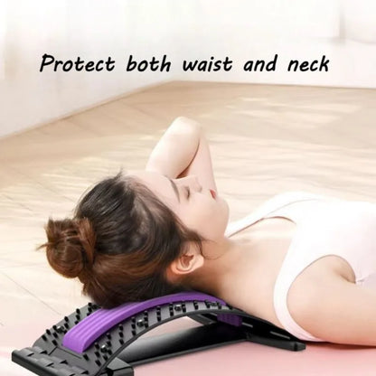 BackBalance back stretcher for pain relief used by woman lying on floor to protect waist and neck