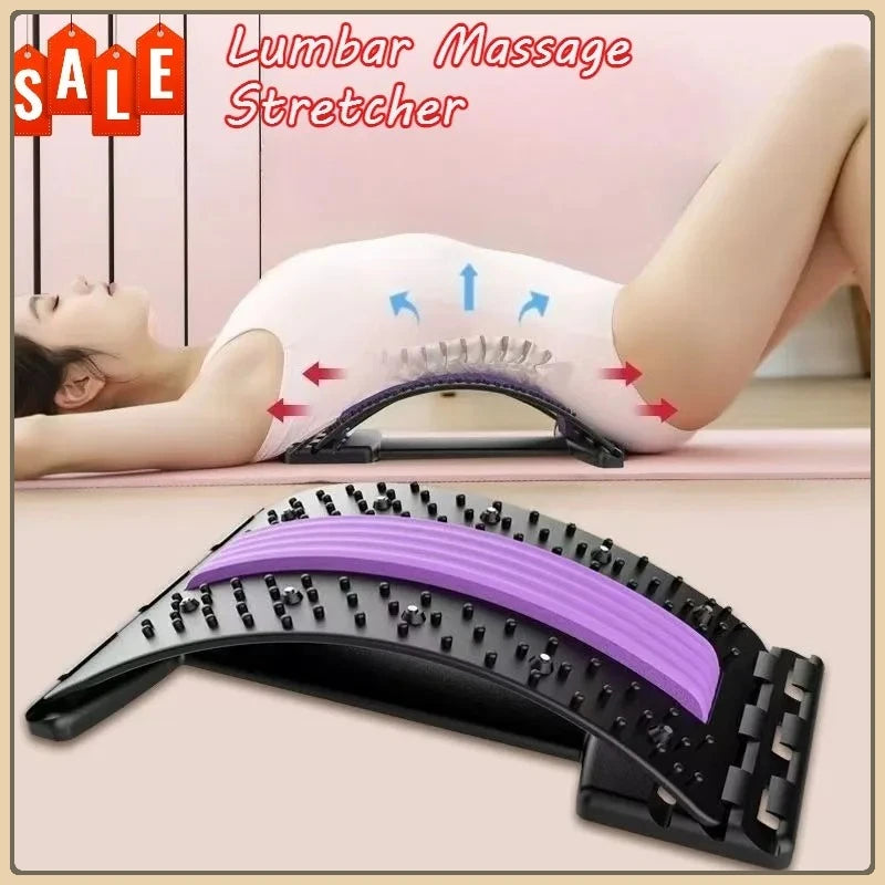 BackBalance back stretcher for pain relief with lumbar massage and adjustable arch for spine support